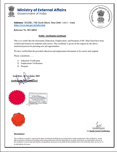 Example of a fake or forged QCC certificate