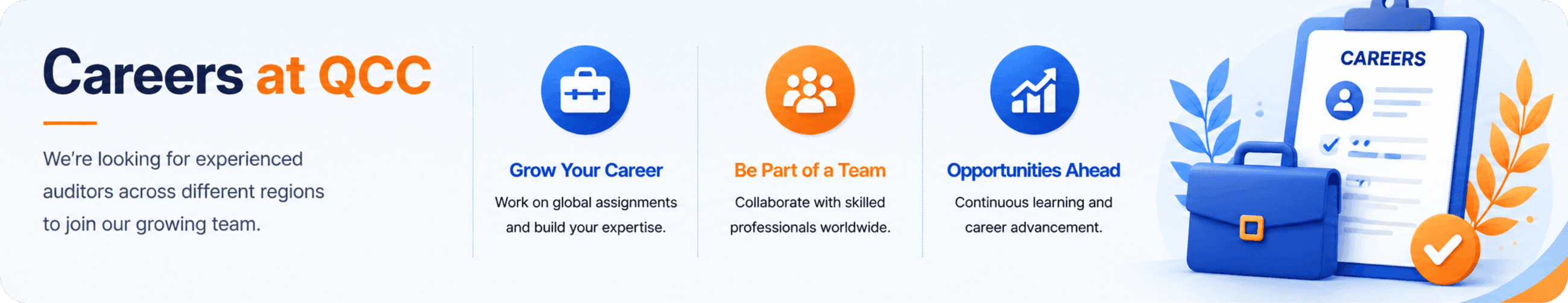 Careers at QCC — we're looking for experienced auditors across different regions to join our growing team.